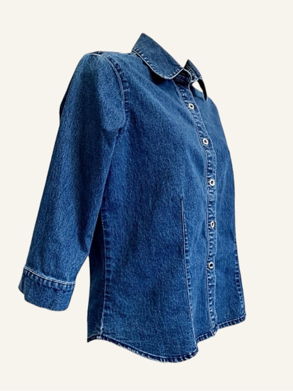 SONOMA Sz PM Stretch Blue Denim Button Down Shirt - Picture 3 of 7